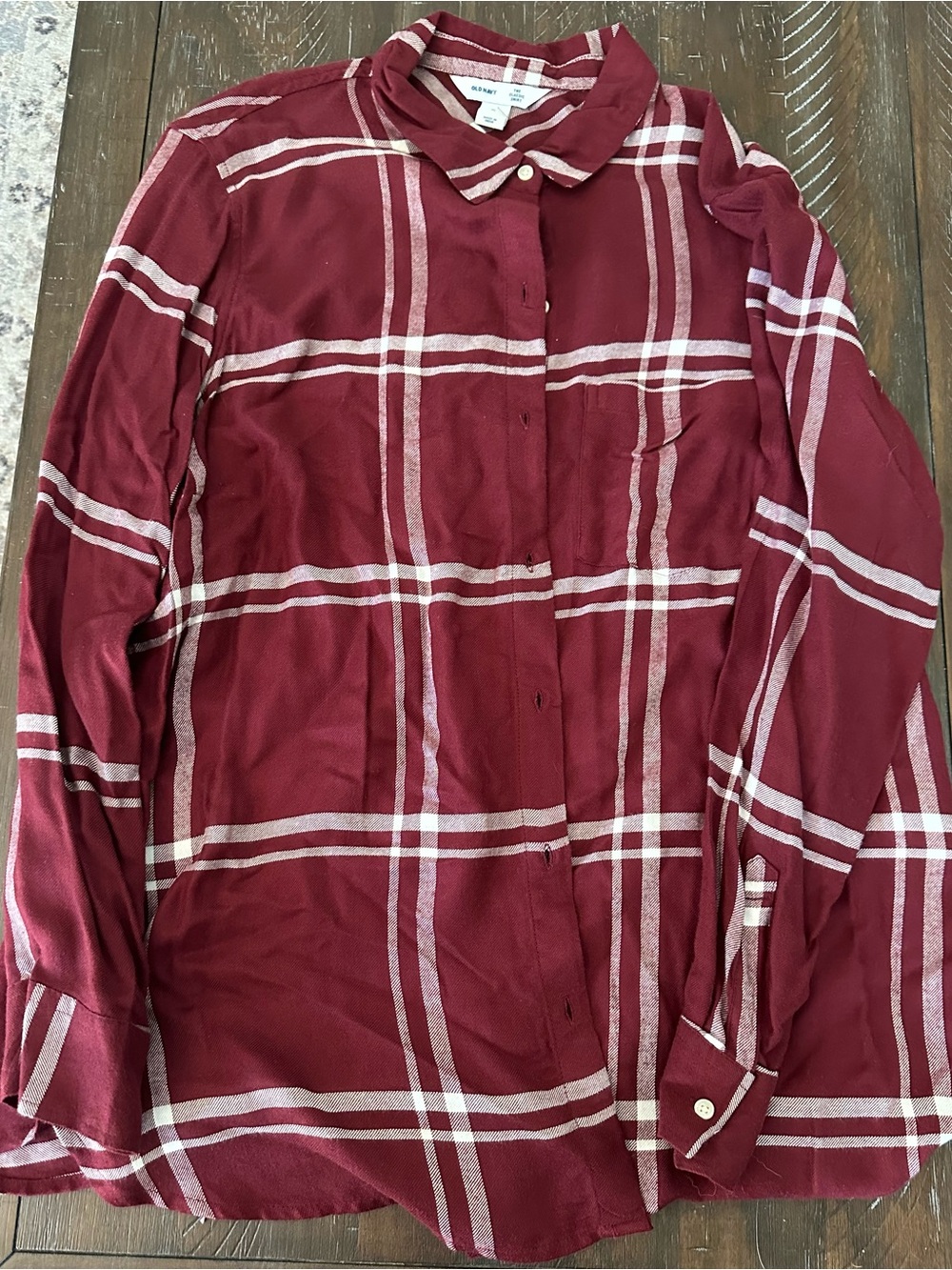 Old Navy Burgundy Plaid Button-Down Shirt - Size XL